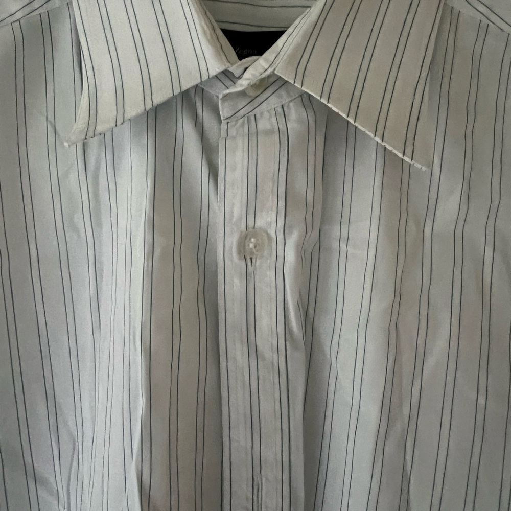 Ermenegildo Zegna White and Black Striped Dress Shirt 39 / 15 1/2 barely worn